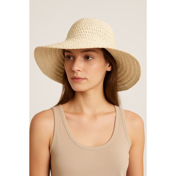 COS Natural Straw Wide Brim Sun Hat Women’s Size M/L - Picture 1 of 11
